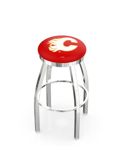 Calgary Flames NHL Flat Ring Chrome Bar Stool. Free shipping.  Some exclusions apply.