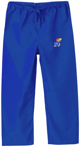 University of Kansas Kid's Royal Scrub Pant. Embroidery is available on this item.