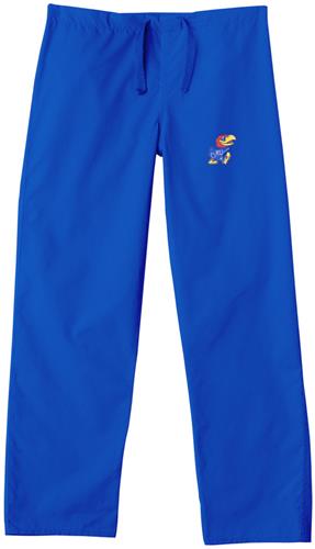 University of Kansas Royal Classic Scrub Pants. Embroidery is available on this item.