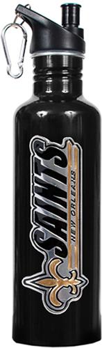NFL New Orleans Saints Black Steel Water Bottle