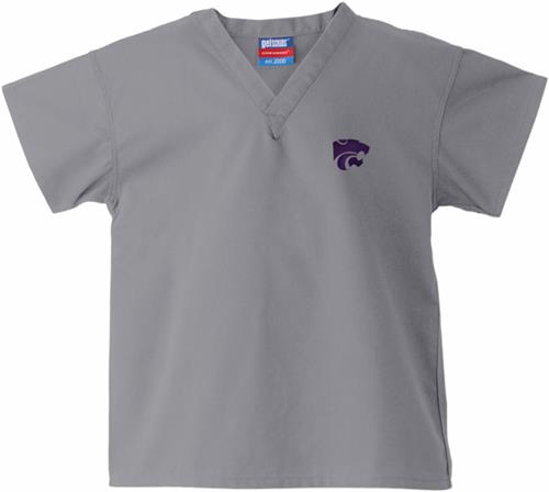 Kansas State University Kid's Gray Scrub Tops. Embroidery is available on this item.