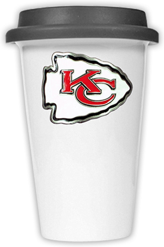 NFL Kansas City Chiefs Ceramic Cup with Black Lid