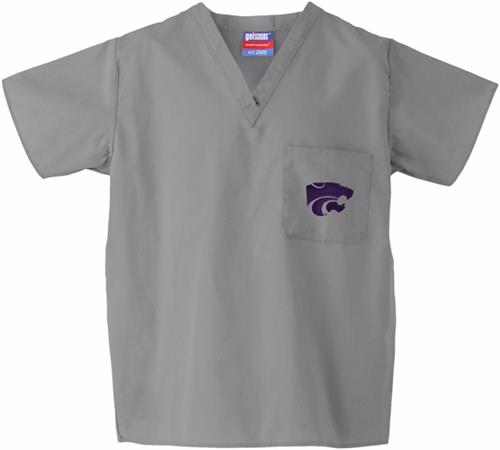 Kansas State University Gray Classic Scrub Tops. Embroidery is available on this item.