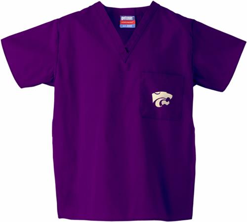 Kansas State University Purple Classic Scrub Tops. Embroidery is available on this item.