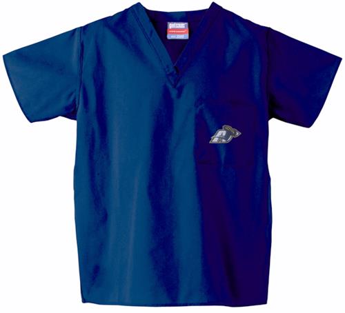 University of Akron Navy Classic Scrub Tops. Embroidery is available on this item.