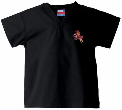Arizona State University Kid's Black Scrub Tops. Embroidery is available on this item.