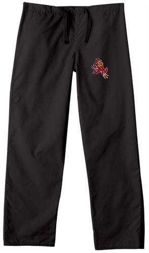 Arizona State University Black Classic Scrub Pants. Embroidery is available on this item.