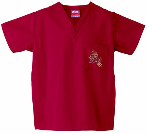 Arizona State University Crimson Scrub Tops. Embroidery is available on this item.