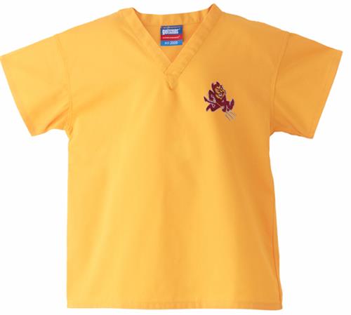 Arizona State University Kid's Gold Scrub Tops. Embroidery is available on this item.