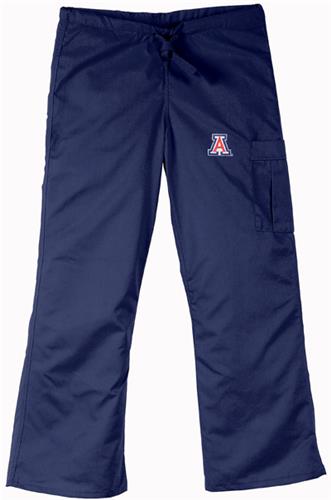 University of Arizona Navy Cargo Scrub Pants. Embroidery is available on this item.