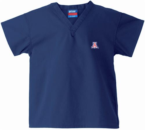 University of Arizona Kid's Navy Scrub Tops. Embroidery is available on this item.