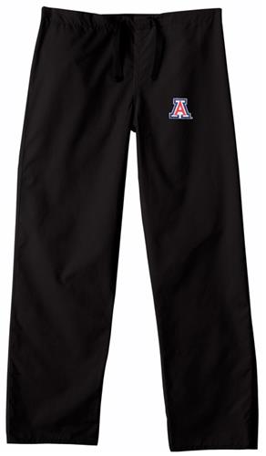 University of Arizona Black Classic Scrub Pants. Embroidery is available on this item.