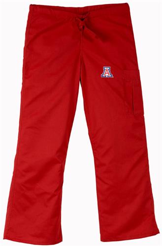 University of Arizona Red Cargo Scrub Pants. Embroidery is available on this item.