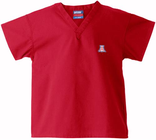 University of Arizona Kid's Red Scrub Tops. Embroidery is available on this item.