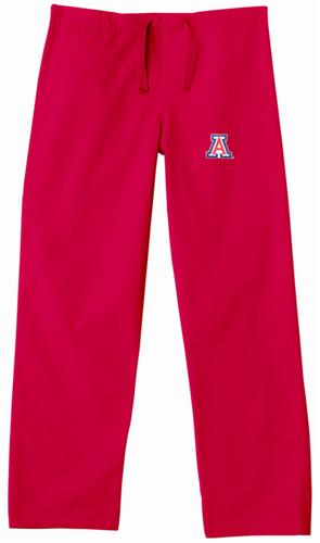 University of Arizona Red Classic Scrub Pants. Embroidery is available on this item.