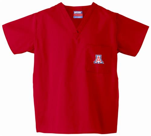 University of Arizona Red Classic Scrub Tops. Embroidery is available on this item.