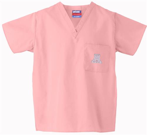 University of Arizona Pink Classic Scrub Tops. Embroidery is available on this item.