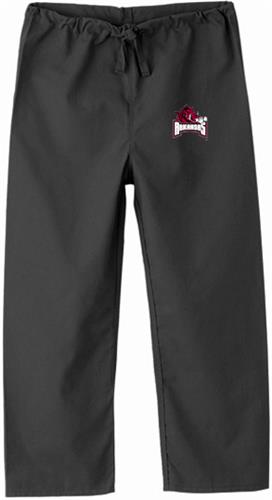 University of Arkansas Kid's Black Scrub Pants. Embroidery is available on this item.