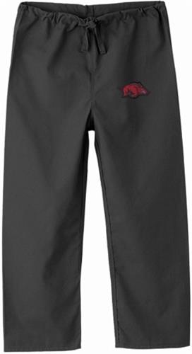 Univ of Arkansas Razorbacks Kid's Black Scrub Pant. Embroidery is available on this item.