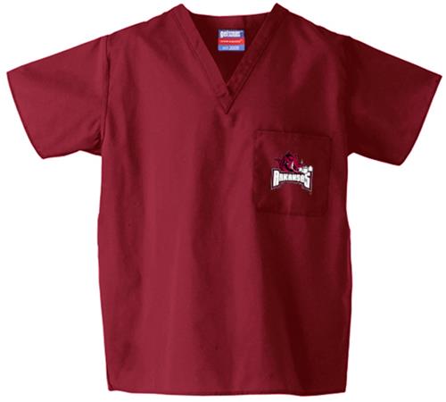 University of Arkansas Crimson Classic Scrub Tops. Embroidery is available on this item.
