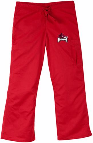 University of Arkansas Red Cargo Scrub Pants. Embroidery is available on this item.