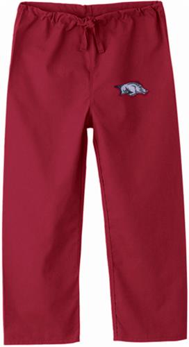 Univ of Arkansas Razorback Kids Crimson Scrub Pant. Embroidery is available on this item.