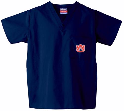 Auburn University Navy Classic Scrub Tops. Embroidery is available on this item.