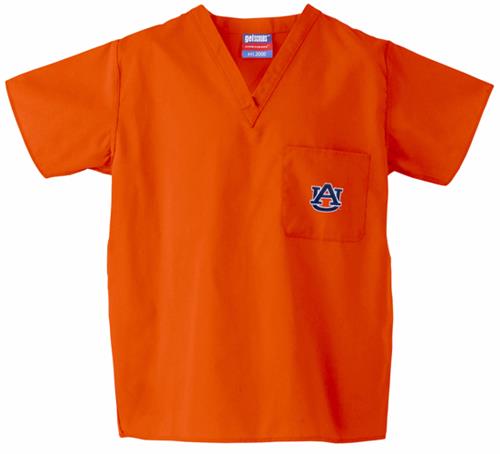Auburn University Orange Classic Scrub Tops. Embroidery is available on this item.
