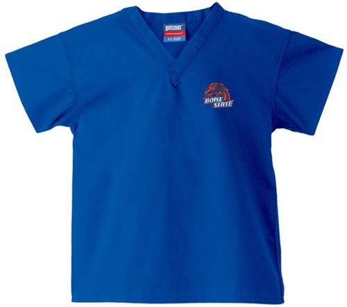 Boise State University Kid's Royal Scrub Tops. Embroidery is available on this item.