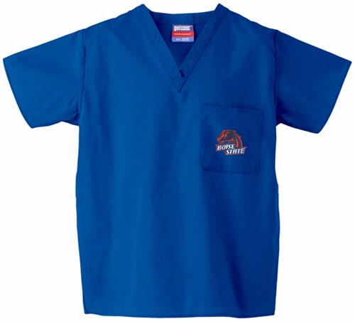 Boise State University Royal Classic Scrub Tops. Embroidery is available on this item.