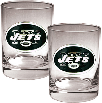 NFL New York Jets 14oz 2 piece Rocks Glass Set