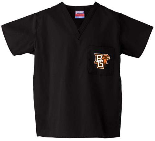 Bowling Green State Univ Black Classic Scrub Tops. Embroidery is available on this item.