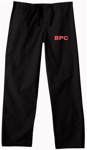 Brewton Parker College Black Classic Scrub Pants. Embroidery is available on this item.