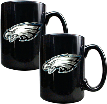 NFL Philadelphia Eagles Black Ceramic Mug Set of 2