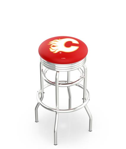 Calgary Flames NHL Ribbed Double-Ring Bar Stool. Free shipping.  Some exclusions apply.