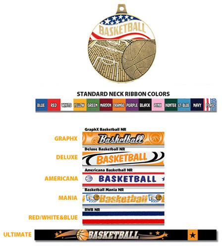 Hasty Awards 2.25" Americana Basketball Medals. Personalization is available on this item.