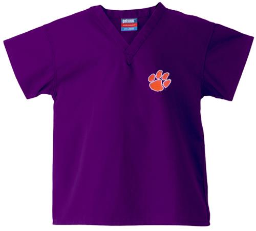 Clemson University Kid's Purple Scrub Tops. Embroidery is available on this item.