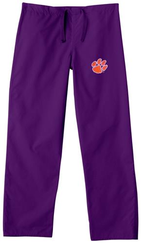 Clemson University Purple Classic Scrub Pants. Embroidery is available on this item.