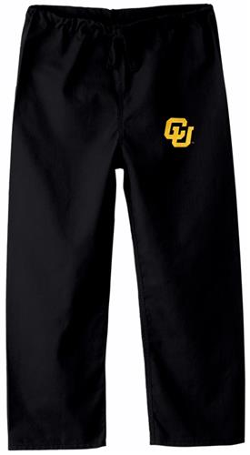 University of Colorado Kid's Black Scrub Pants. Embroidery is available on this item.