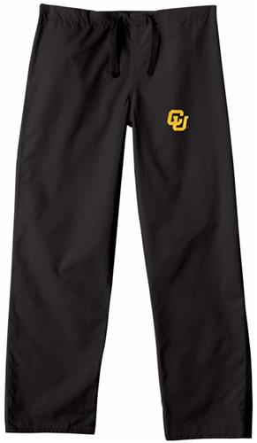 University of Colorado Black Classic Scrub Pant. Embroidery is available on this item.
