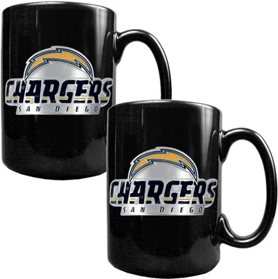 NFL San Diego Chargers Black Ceramic Mug Set of 2