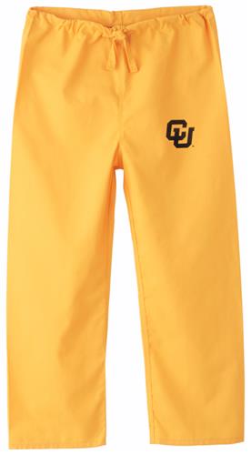 University of Colorado Kid's Gold Scrub Pants. Embroidery is available on this item.