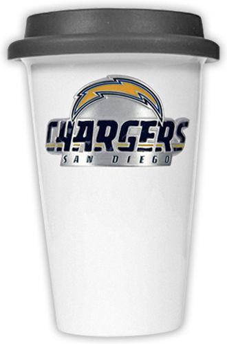 NFL San Diego Chargers Ceramic Cup with Black Lid