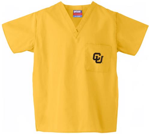 University of Colorado Gold Classic Scrub Tops. Embroidery is available on this item.
