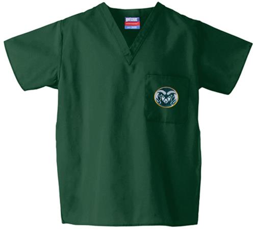 Colorado State Univ Hunter Classic Scrub Tops. Embroidery is available on this item.