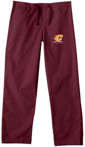Central Michigan Univ Maroon Classic Scrub Pant. Embroidery is available on this item.