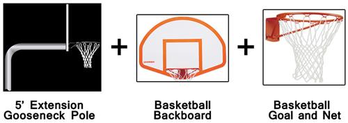 Create-Your-Own Gooseneck Basketball System-5' Ext. Free shipping.  Some exclusions apply.