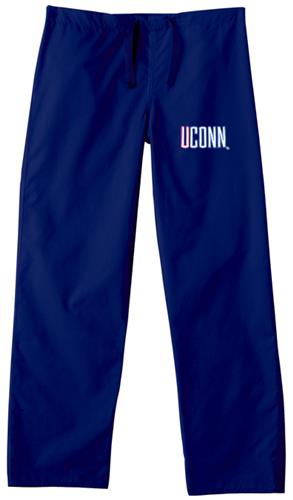 University of Connecticut Navy Classic Scrub Pants. Embroidery is available on this item.