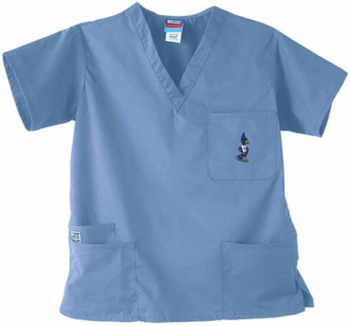 Creighton University Sky 3-Pocket Scrub Tops. Embroidery is available on this item.