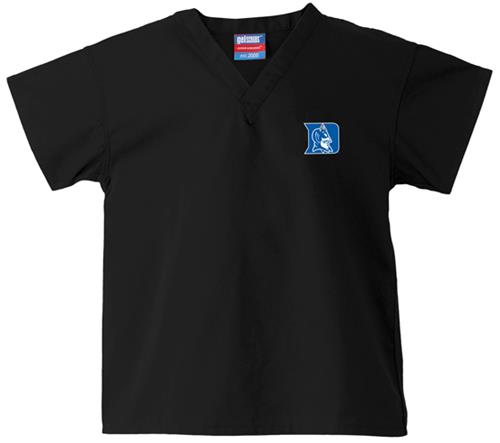Duke University Kid's Black Scrub Tops. Embroidery is available on this item.
